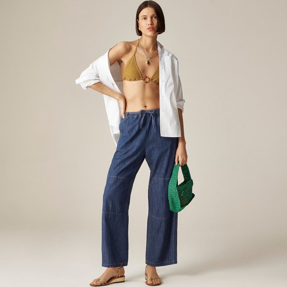 Size Tall S NWT J. Crew Tall relaxed utility pant in chambray
